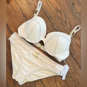 New Bleu Rod Beattie Bikini - Coconut water - contrast stitching & gold accent